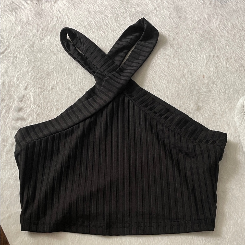 Black Halter Neck Women's Top
